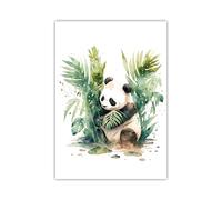 MAGINE AFFICHE - Affiche Panda Jungle Tropicale - Décoration Murale Animaux pour Chambre Enfant, Salon ou Bureau - Tableau Aquarelle Moderne - Idée Cadeau Naissance et Anniversaire - (A4 (21x29,7cm))