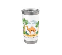 Magique, Palms $ Camels Boho Style Desert Oasis Illustration Gobelet isotherme en acier inoxydable double paroi