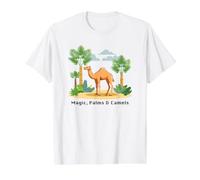 Magique, Palms $ Camels Boho Style Desert Oasis Illustration T-Shirt Graphique avec Valeur