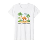 Magique, Palms $ Camels Boho Style Desert Oasis Illustration T-Shirt Graphique avec Valeur