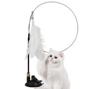 magique pour chat - Jouet interactif pour chat - Jouet intelligent à plumes pour chats - Avec ventouse - Pour chatons et chats - Plumes colorées réalistes sur un bâton avec auto-adhérence