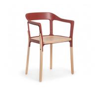 MAGIS chaise STEELWOOD CHAIR (Rouge brique - Hêtre naturel / acier verni)