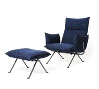 MAGIS fauteuil avec repose-pied pouf ottoman OFFICINA HIGH BACK (Cuir - Structure gris anthracite)