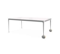 MAGIS table avec roues BIG WILL 200 x 105 cm (Blanc brillant - Pieds en aluminium brillant et plateau en cristal trempé brillant)