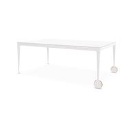 MAGIS table avec roues BIG WILL 200 x 105 cm (Blanc Opaque - Pieds en aluminium mat et plateau en cristal trempé gravé)