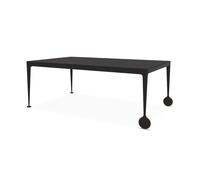 MAGIS table avec roues BIG WILL 200 x 105 cm (Noir mat - Pieds en aluminium mat et plateau en cristal trempé gravé)
