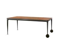 MAGIS table avec roues BIG WILL 200 x 105 cm (Noyer américain et noir mat - Pieds en aluminium peint et plateau en bois)