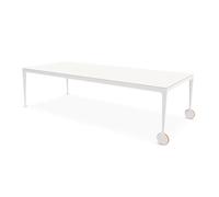 MAGIS table avec roues BIG WILL 280 x 125 cm (Blanc Opaque - Pieds en aluminium mat et plateau en cristal trempé gravé)