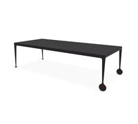 MAGIS table avec roues BIG WILL 280 x 125 cm (Noir mat - Pieds en aluminium mat et plateau en cristal trempé gravé)