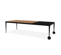 MAGIS table extensible avec roues BIG WILL (Noyer américain et noir mat - Pieds en aluminium peint et plateau en bois)