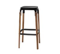 MAGIS tabouret STEELWOOD STOOL (Noir H 78 cm - Noyer américain / acier verni)