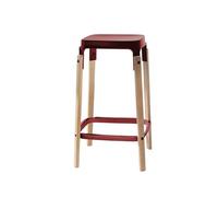 MAGIS tabouret STEELWOOD STOOL (Rosso mattone H 68 cm - Hêtre naturel / acier verni)