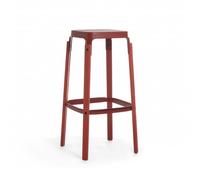 MAGIS tabouret STEELWOOD STOOL (Rouge brique H 78 cm - Hêtre et acier vernis)