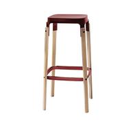 MAGIS tabouret STEELWOOD STOOL (Rouge brique H 78 cm - Hêtre naturel / acier verni)