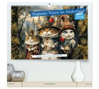 Magische Wesen im Zauberland - Fantasie-Tiere im Steampunk-Kalender (hochwertiger Premium Wandkalender 2026 DIN A2 quer), Kunstdruck in Hochglanz: Steampunk-Charme trifft Märchenzauber