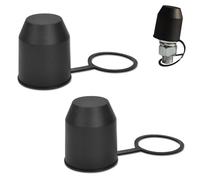 MagiSel 2 Pièces Cache Boule Attelage Voiture, Cache Poussière pour Boule D'attelage de Remorque, avec Anneau D'arrêt, Étanche à la Poussière et à l'eau, pour Camping Car, Voiture, Remorque (Noir)