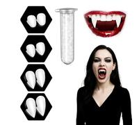 MagiSel 4 Paires de Dents de Vampire, Crocs de Vampire, Dents prothèses dentaires avec Gomme Dentaire pour Cosplay Décoration d'accessoires Fête d'halloween