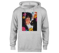 MAGITONE Amour Fantaisiste Entre Une Fillette Aux Fleurs Et Un Chat Noir Pull À Capuche Gris Unisexe sans Sexe Unisex Grey Hoodie Genderless Pullover