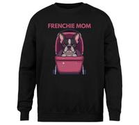 MAGITONE Bouledogue Français Mignon Pull Noir Unisexe Ras du Cou sans Sexe Unisex Black Jumper Genderless Crewneck