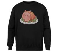 MAGITONE Chat en Jambon De Noël sur Une Assiette Festive Pull Noir Unisexe Ras du Cou sans Sexe Unisex Black Jumper Genderless Crewneck