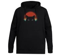 MAGITONE Chat Noir Jetant Un Coup D'œil Au Coucher du Soleil Pull À Capuche Noir Unisexe sans Genre Unisex Black Hoodie Men Women