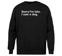 MAGITONE Excusez-Moi pour Le Retard J'Ai Vu Un Chien Pull Noir Unisexe Ras du Cou sans Sexe Unisex Black Jumper Genderless Crewneck