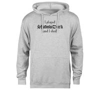 MAGITONE J'Ai Joué À Shadowdark Et Je suis Mort Pull À Capuche Gris Unisexe sans Sexe Unisex Grey Hoodie Genderless Pullover