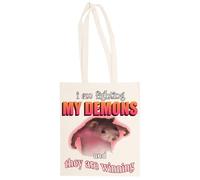 MAGITONE Je Combats Mes Démons Unisexe Totebag Beige Shopping Sack Réutilisable Unisex Totebag Beige Shopping Sack Reusable