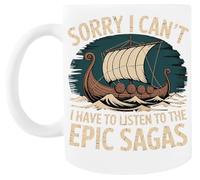 MAGITONE Je Dois Écouter Les Sagas Épiques Tasse À Café Blanche Tasse À Thé En Céramique White Coffee Mug Ceramic Tea Cup