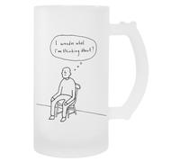 MAGITONE Je Me Demande À Quoi Je Pense Tasse À Bière En Verre Avec Poignée Glass Beer Cup Handled Beverage Mug