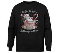MAGITONE Je Vais Bien Je suis Juste en Pleine Crise Pull Noir Unisexe Ras du Cou sans Sexe Unisex Black Jumper Genderless Crewneck