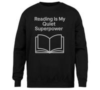 MAGITONE La Lecture Est Mon Super-Pouvoir Discret Pull Noir Unisexe Ras du Cou sans Sexe Unisex Black Jumper Genderless Crewneck