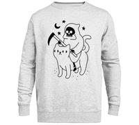 MAGITONE La Mort Chevauche Un Chat Noir Pull Gris Unisexe Ras du Cou sans Sexe Unisex Grey Jumper Genderless Crewneck