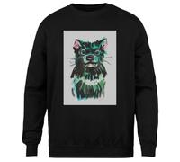 MAGITONE Le Diable Premium Pull Noir Unisexe Ras du Cou sans Sexe Unisex Black Jumper Genderless Crewneck