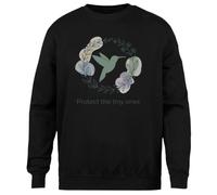 MAGITONE Les Colibris Protègent Les Plus Petits Pull Noir Unisexe Ras du Cou sans Sexe Unisex Black Jumper Genderless Crewneck