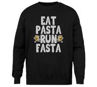 MAGITONE Manger Pâtes Courir Plus Rapide Pull Noir Unisexe Ras du Cou sans Sexe Unisex Black Jumper Genderless Crewneck