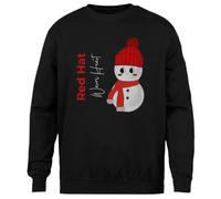 MAGITONE Mignonne Petite Fille des Neiges avec Un Chapeau Et Une Écharpe Rouges Pull Noir Unisexe Ras du Cou sans Sexe Unisex Black Jumper Genderless Crewneck