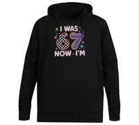 MAGITONE Mon 7e Anniversaire J'avais 6 Ans Maintenant J'en AI 7 Pull À Capuche Noir Unisexe sans Genre Unisex Black Hoodie Men Women