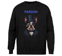MAGITONE Pardonnez Mon Bouledogue Français Pull Noir Unisexe Ras du Cou sans Sexe Unisex Black Jumper Genderless Crewneck
