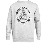 MAGITONE Putain De Bébé De Qui ? Pull Gris Unisexe Ras du Cou sans Sexe Unisex Grey Jumper Genderless Crewneck