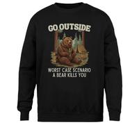 MAGITONE Sortir en Cas De Catastrophe Pull Noir Unisexe Ras du Cou sans Sexe Unisex Black Jumper Genderless Crewneck