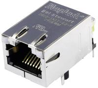 MagJack 10/100Base-TX 5 Transformateur avec LEDs BEL Stewart Connectors 08B0-1X1T-03-F RJ45 embase femelle horizontale 10/100Base-TX Pôle: 8P8C nickelé, métal