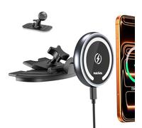 MAGJIEYX CD Support Telephone Voiture Induction pour MagSafe, 360° Rotation Support Voiture Magnetique Fixation écurie CD Mounted Compatible avec iPhone 16 15 14 13 12 Pro Max Plus All Smartphones