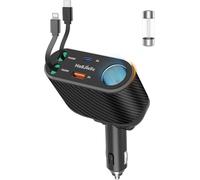 MAGJIEYX Chargeur Voiture Allume Cigare USB C, 180W Chargeur Rapide avec Dual USB-C Charge Câble 180° Pliable Prise Car Accesoire pour iPhone 17/16/15/14/13/12/Galaxy/Android avec Replaceable Fuse