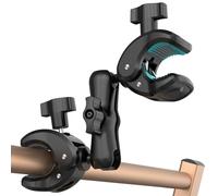 MAGJIEYX Support à Double Pince, Duble Super Clamp Mount avec Magic Arm 360° Rotatif pour Parapluie Caméra Moto Vélo Guidon Poussette Anti-dérapant Stable et Portable Clamp Set