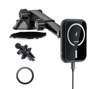 MAGJIEYX Support magnétique sans fil pour chargeur de voiture MagSafe, (charge rapide de 15 W) pour iPhone 16/15/14/13/12 Pro Max Plus/coque MagSafe sur tableau de bord/pare-brise/grille d'aération