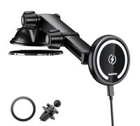 MAGJIEYX Support Telephone Voiture Induction, Chargeur Magsafe Voiture pour iPhone15,14,13,12 Pro Max,Plus,Mini, Compatible avec Ventilation/Tableau de Bord/Pare-Brise, 36W QC3.0 Adapter Inclus