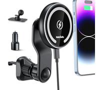 MAGJIEYX Support Telephone Voiture pour MagSafe, Chargeur de Voiture sans Fil Magnétique pour iPhone 16,15 14 13 12 Série, pour MagSafe Cas, Recharge Rapide 36W QC3.0 Adapter Inclus