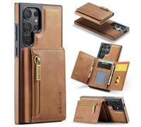 MAGKING Étui portefeuille magnétique 2 en 1 en cuir pour Samsung Galaxy S24 Ultra, blocage RFID, fermeture éclair amovible avec 4 emplacements pour cartes, compatible avec le chargement sans fil
