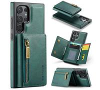 MAGKING Étui portefeuille magnétique 2 en 1 en cuir pour Samsung Galaxy S24 Ultra, blocage RFID, fermeture éclair amovible avec 4 emplacements pour cartes, compatible avec le chargement sans fil
